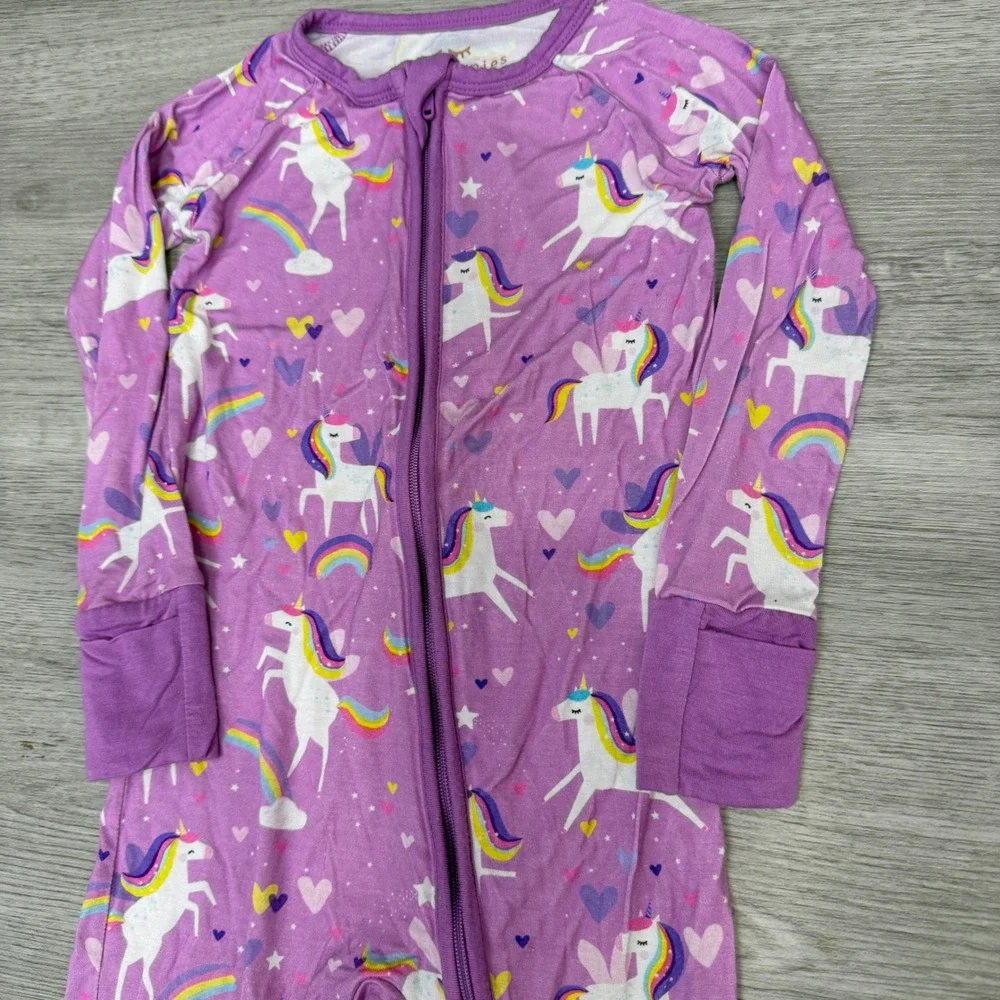 Little Sleepies Unicorn Rainbow Zippy Bamboo Sleeper Purple 12-18 Months